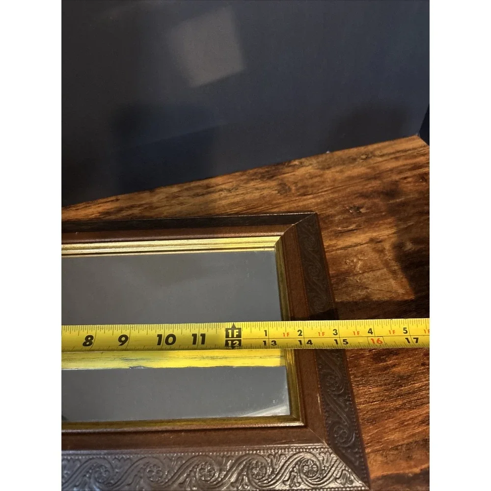 VTG Mirror 9x15 Wood Embossed Gold Trim Home Interiors & Gifts